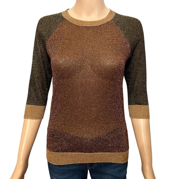 Ted Baker Sweaters - Ted Baker Colorblock Metallic Sweater Ted Size 1/Small/4 Lightweight Sparkly